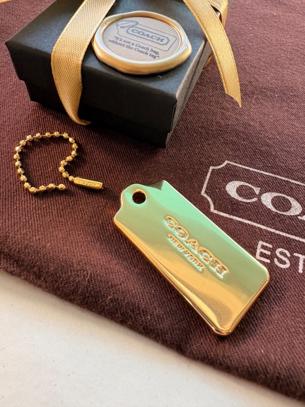 NEW Coach 2” SOLID Heavyweight Gold-Tone Metal Hang Tag Replacement Bag Charm - Picture 8 of 15